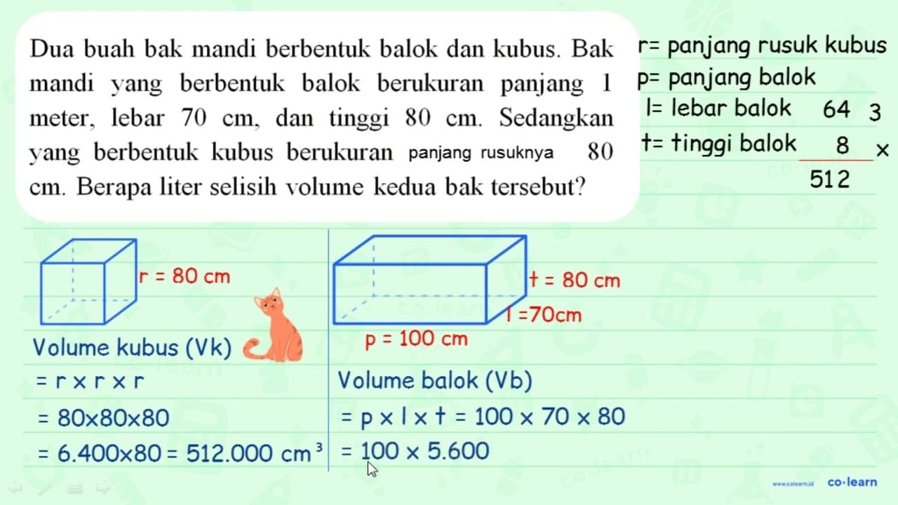 Dua buah bak mandi berbentuk balok dan kubus. Bak mandi