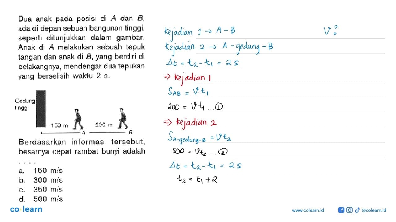 Dua anak pada posis di A dan B, ada di depan sebuah