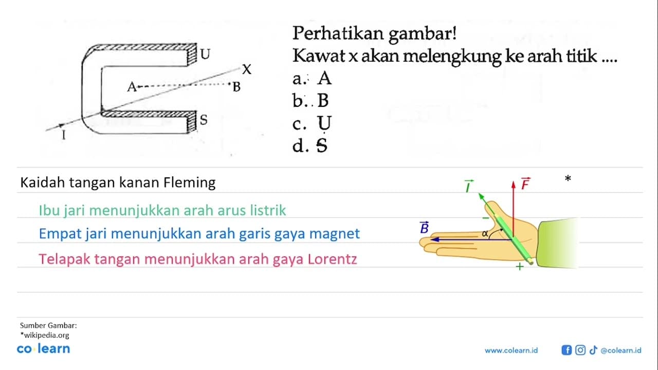 U X A B I S Perhatikan gambar! Kawat x akan melengkung ke