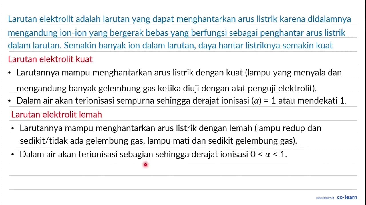 Perhatikan pernyataan berikut! 1. Pada konsentrasi yang