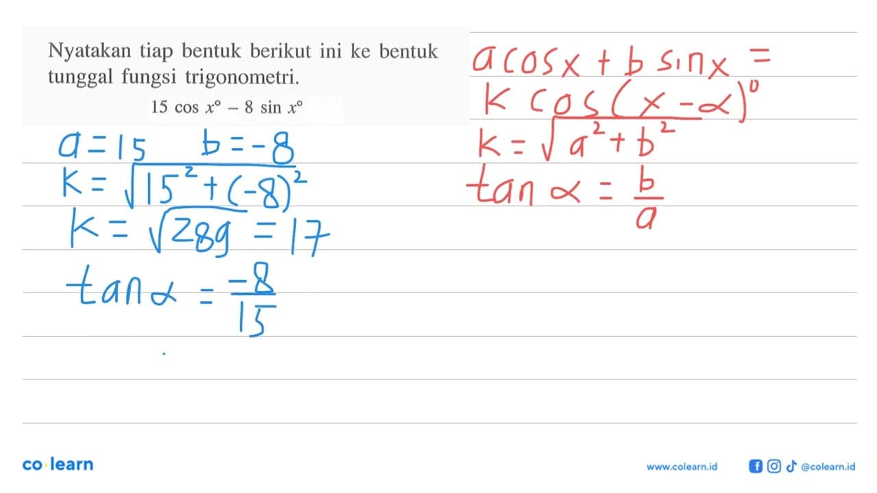 Nyatakan tiap bentuk berikut ini ke bentuk tunggal fungsi