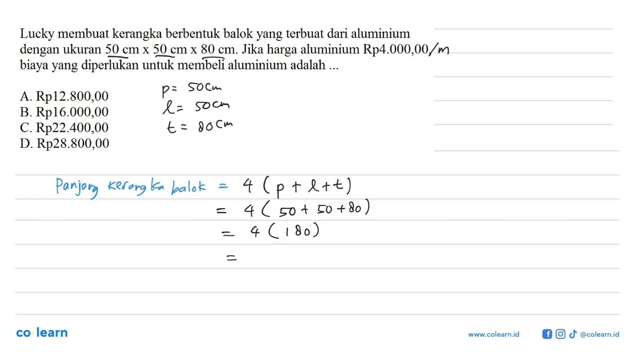 Lucky membuat kerangka berbentuk balok yang terbuat dari