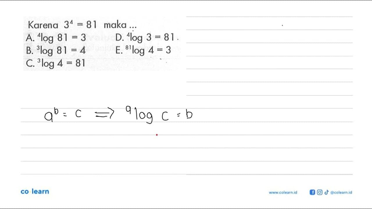 Karena 3^4=81 maka ....