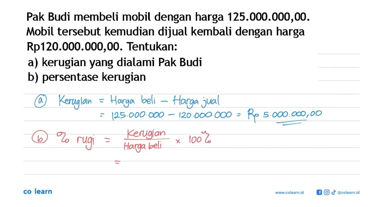 Pak Budi membeli mobil dengan harga 125.000.000,00. Mobil