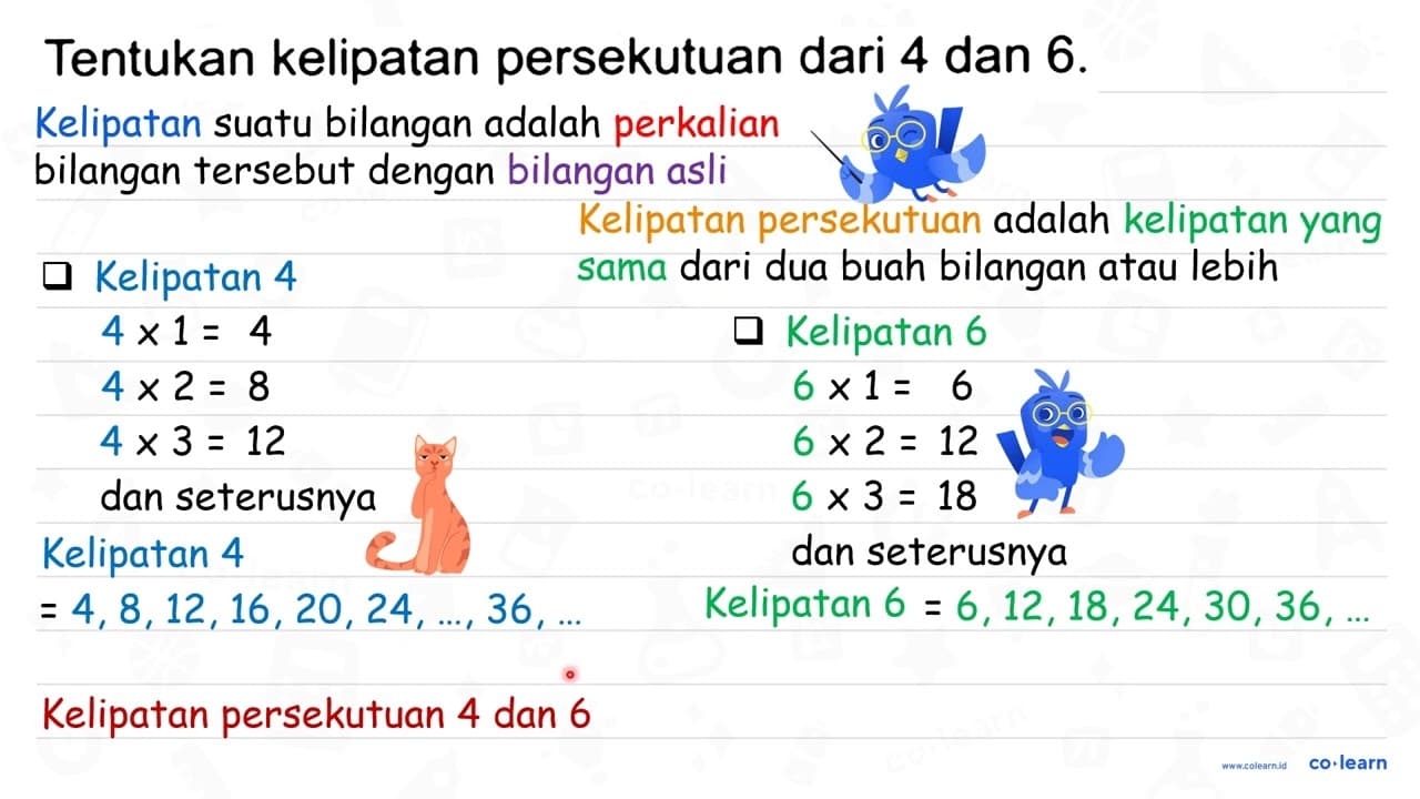 Tentukan kelipatan persekutuan dari 4 dan 6 .