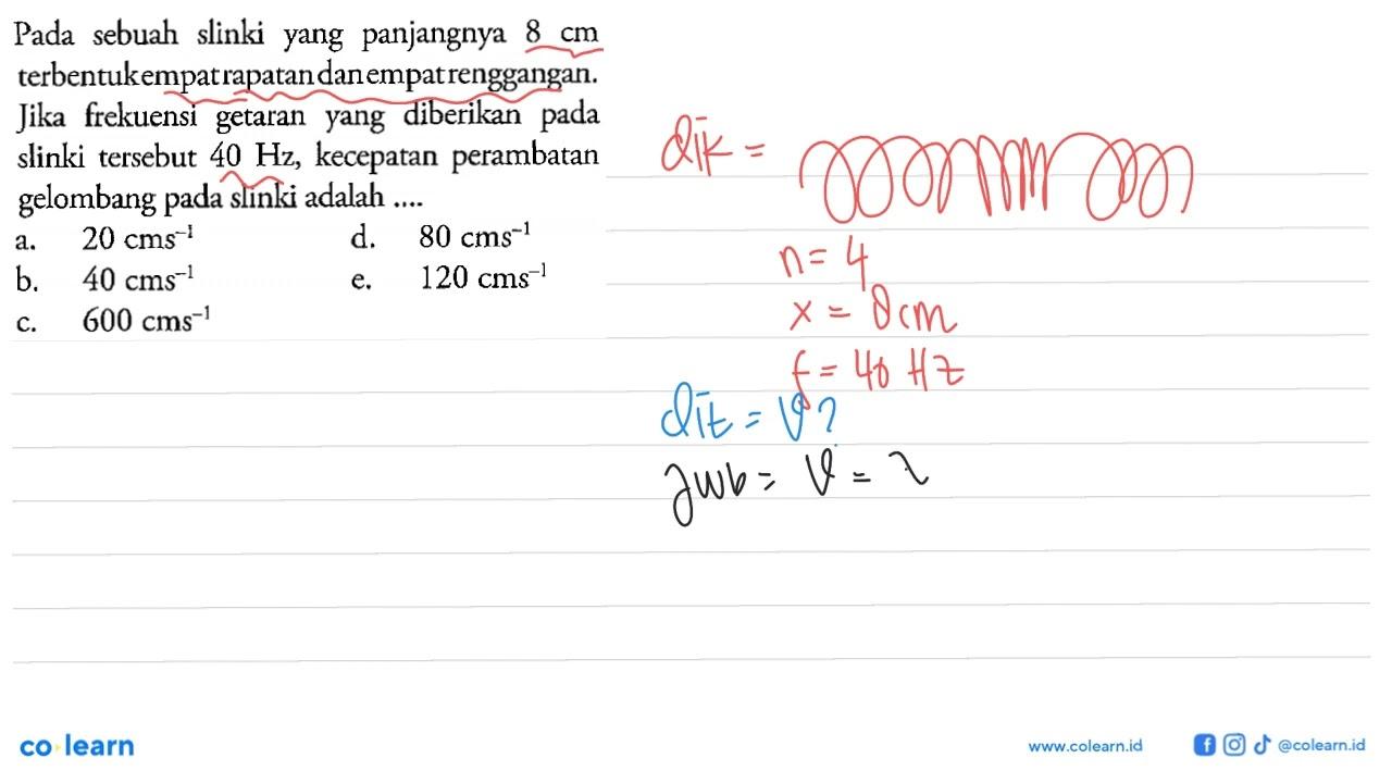 Pada sebuah slinki yang panjangnya 8 cm terbentuk empat