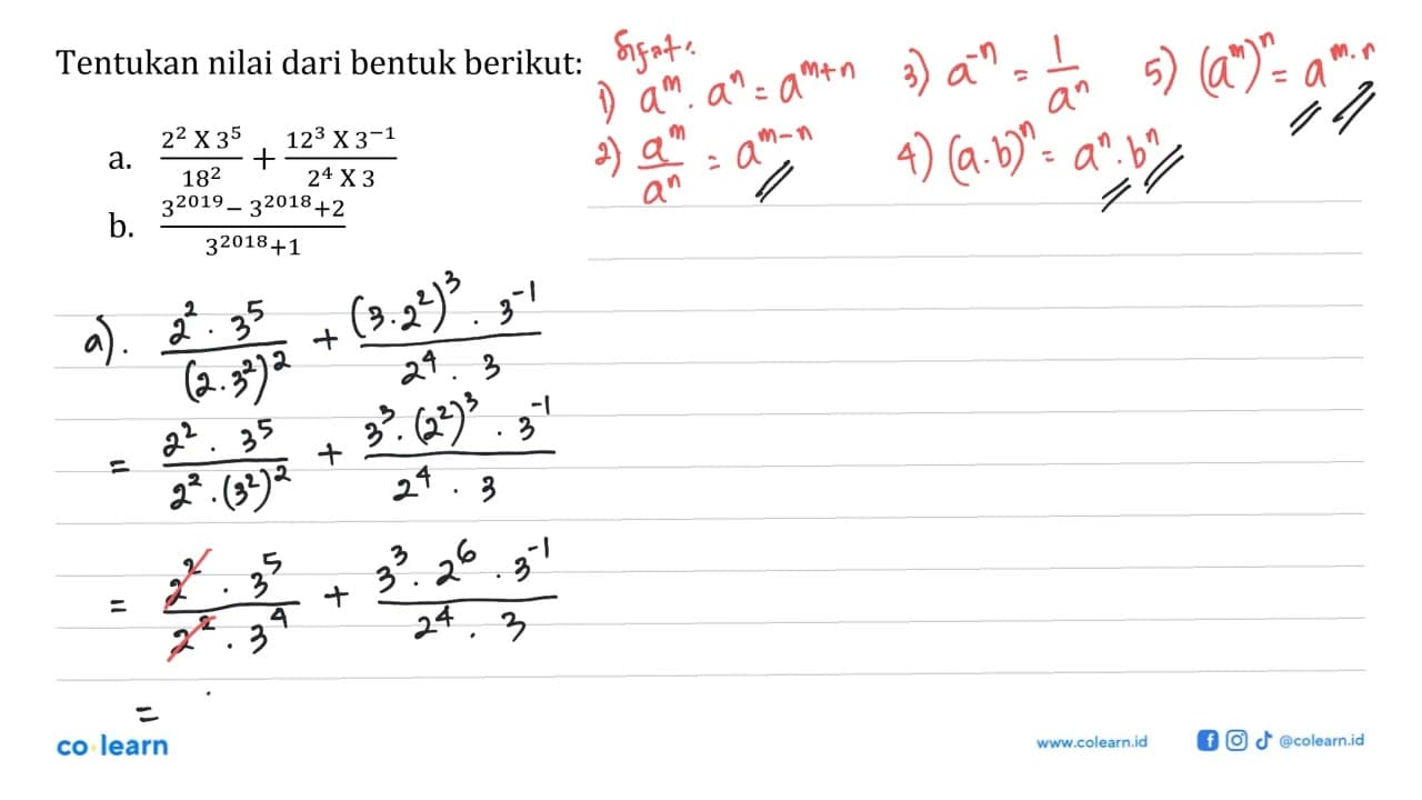 Tentukan nilai dari bentuk berikut a. (2^2 x