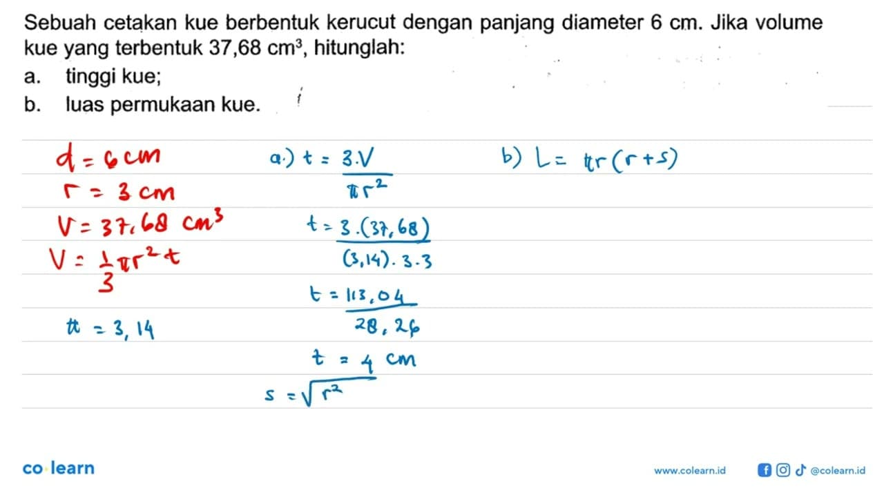 Sebuah cetakan kue berbentuk kerucut dengan panjang