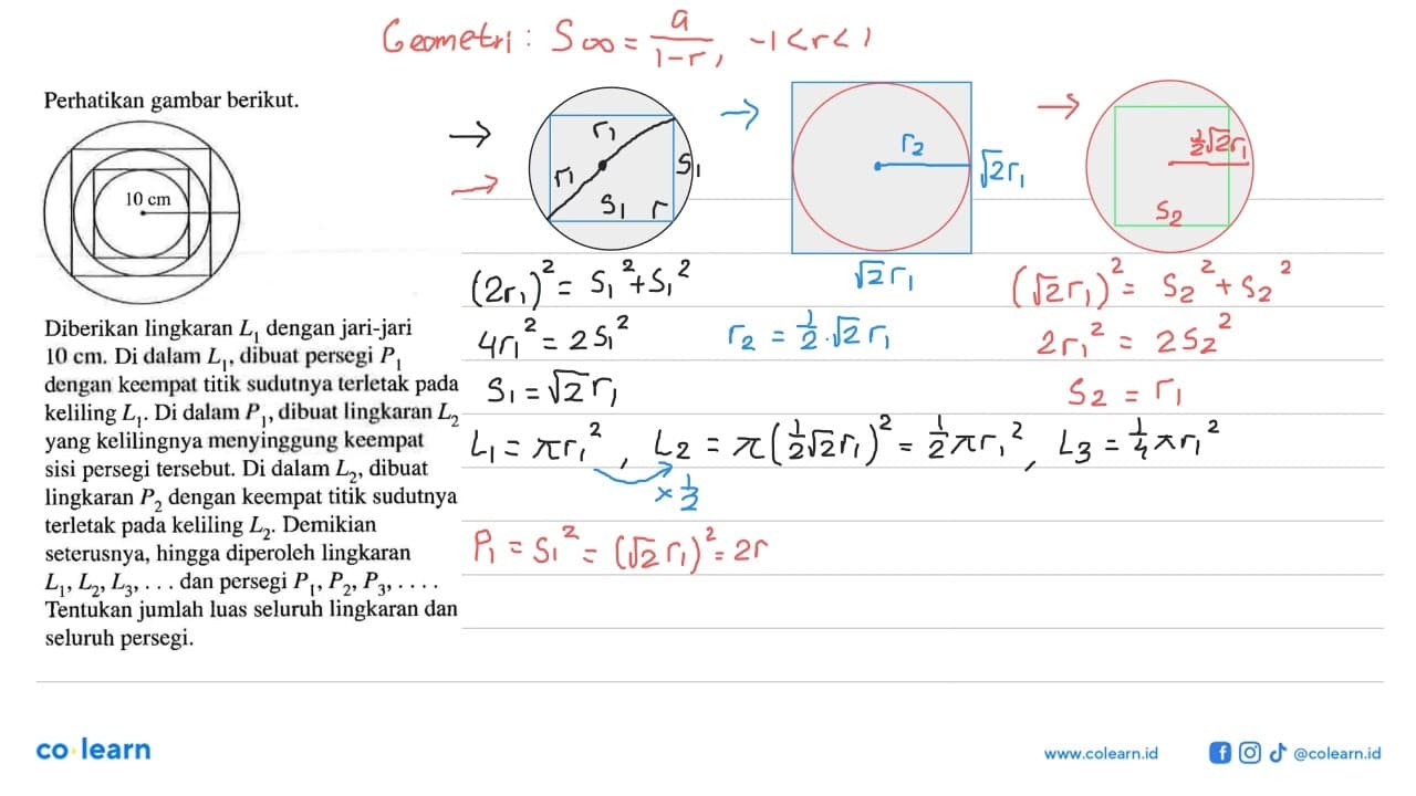 Perhatikan gambar berikut.10 cmDiberikan lingkaran L1