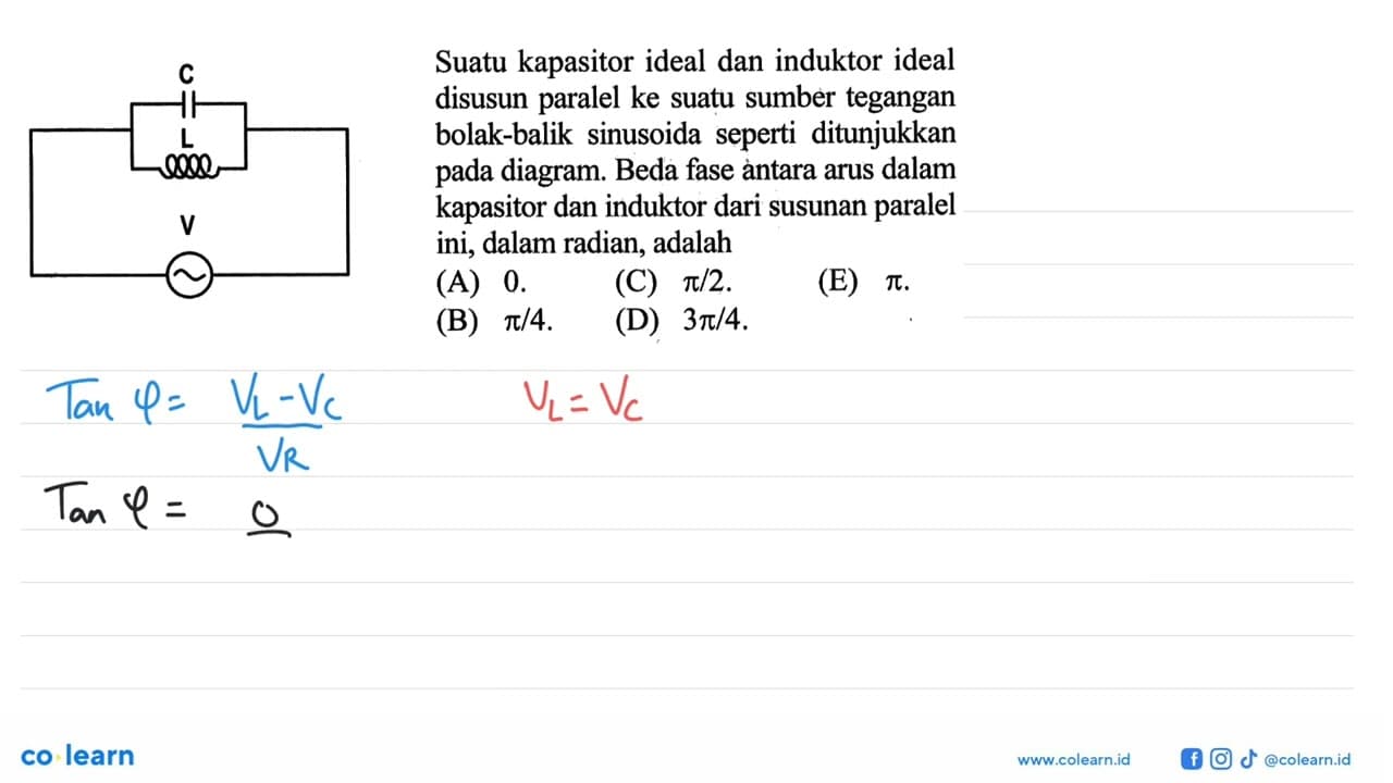 C L V Suatu kapasitor ideal dan induktor ideal disusun