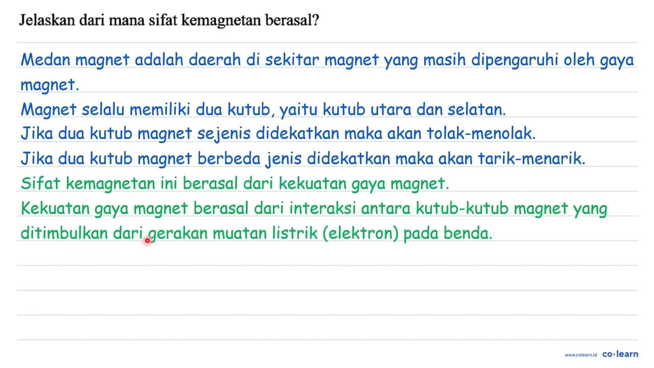 Jelaskan dari mana sifat kemagnetan berasal?