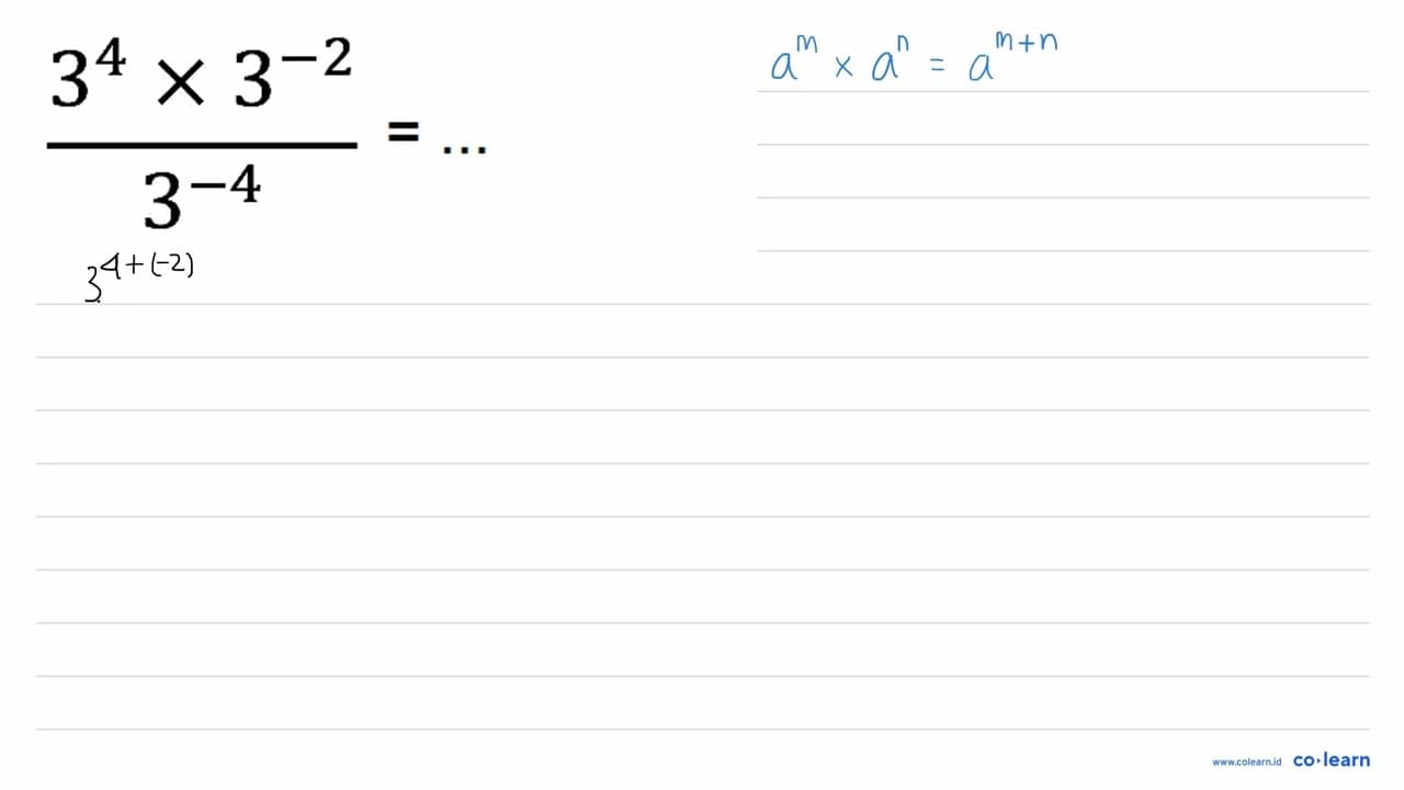 (3^(4) x 3^(-2))/(3^(-4))=...