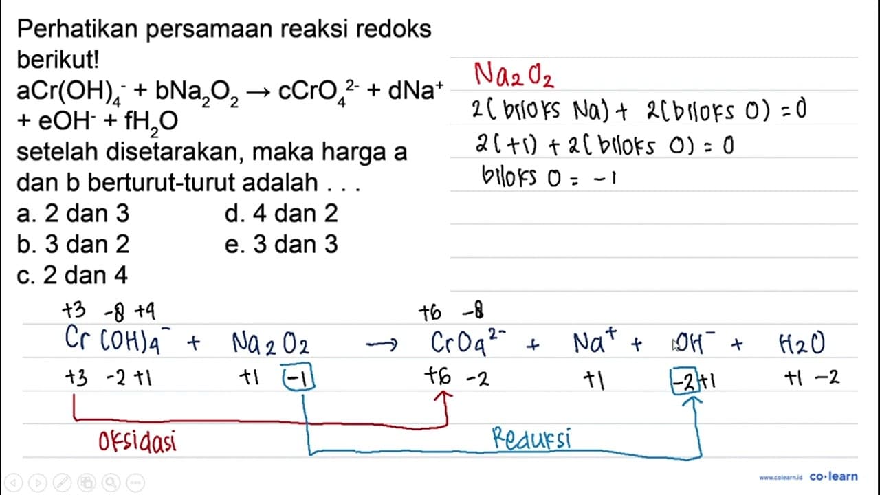 Perhatikan persamaan reaksi redoks berikut!