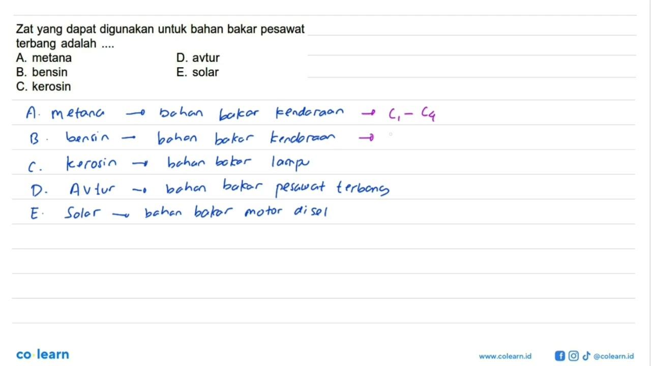 Zat yang dapat digunakan untuk bahan bakar pesawat terbang