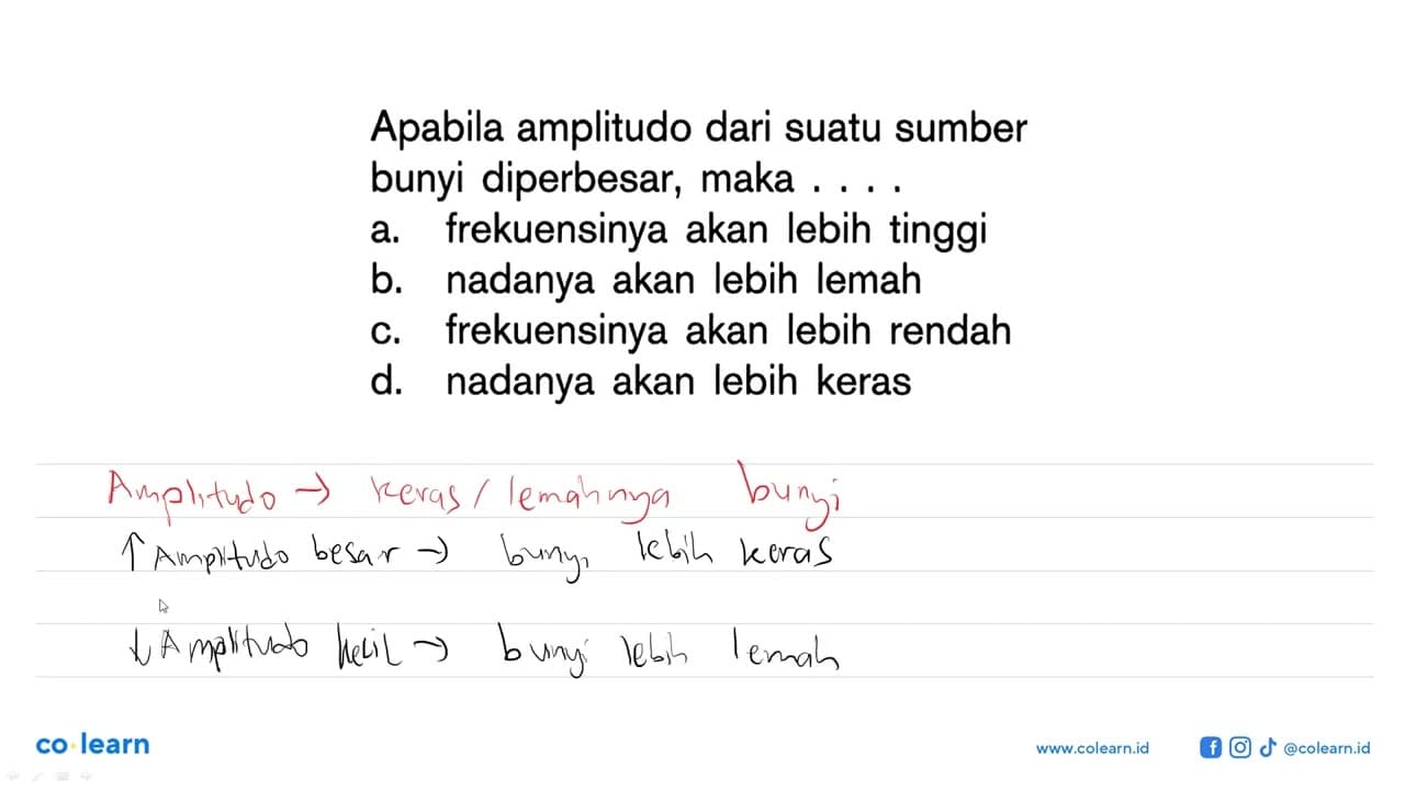 Apabila amplitudo dari suatu sumber bunyi diperbesar, maka