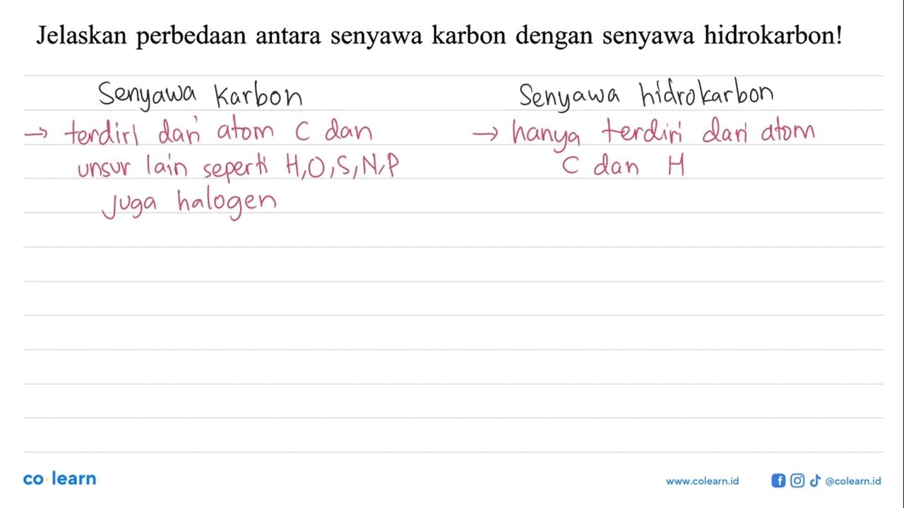 Jelaskan perbedaan antara senyawa karbon dengan senyawa