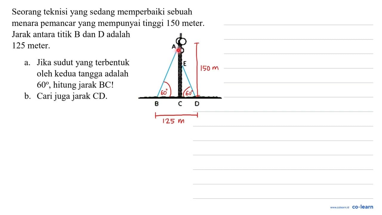 Seorang teknisi yang sedang memperbaiki sebuah menara