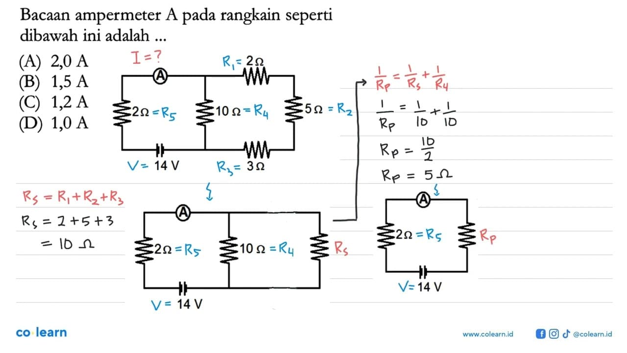 Bacaan ampermeter A pada rangkain seperti dibawah ini