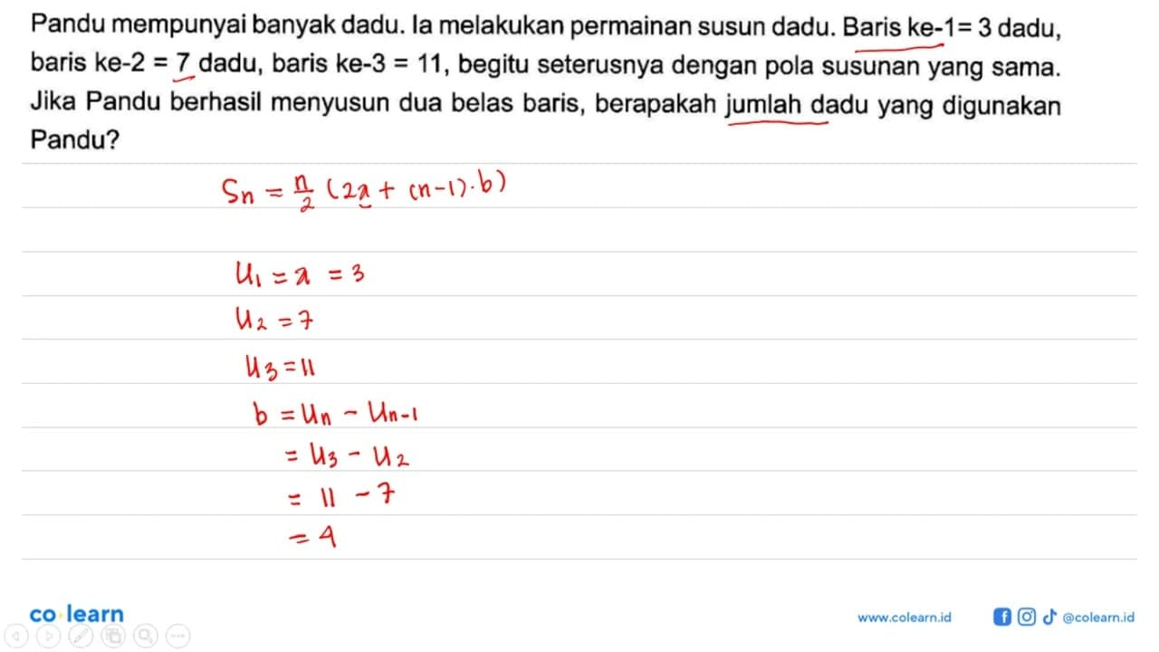 Pandu mempunyai banyak dadu. la melakukan permainan susun