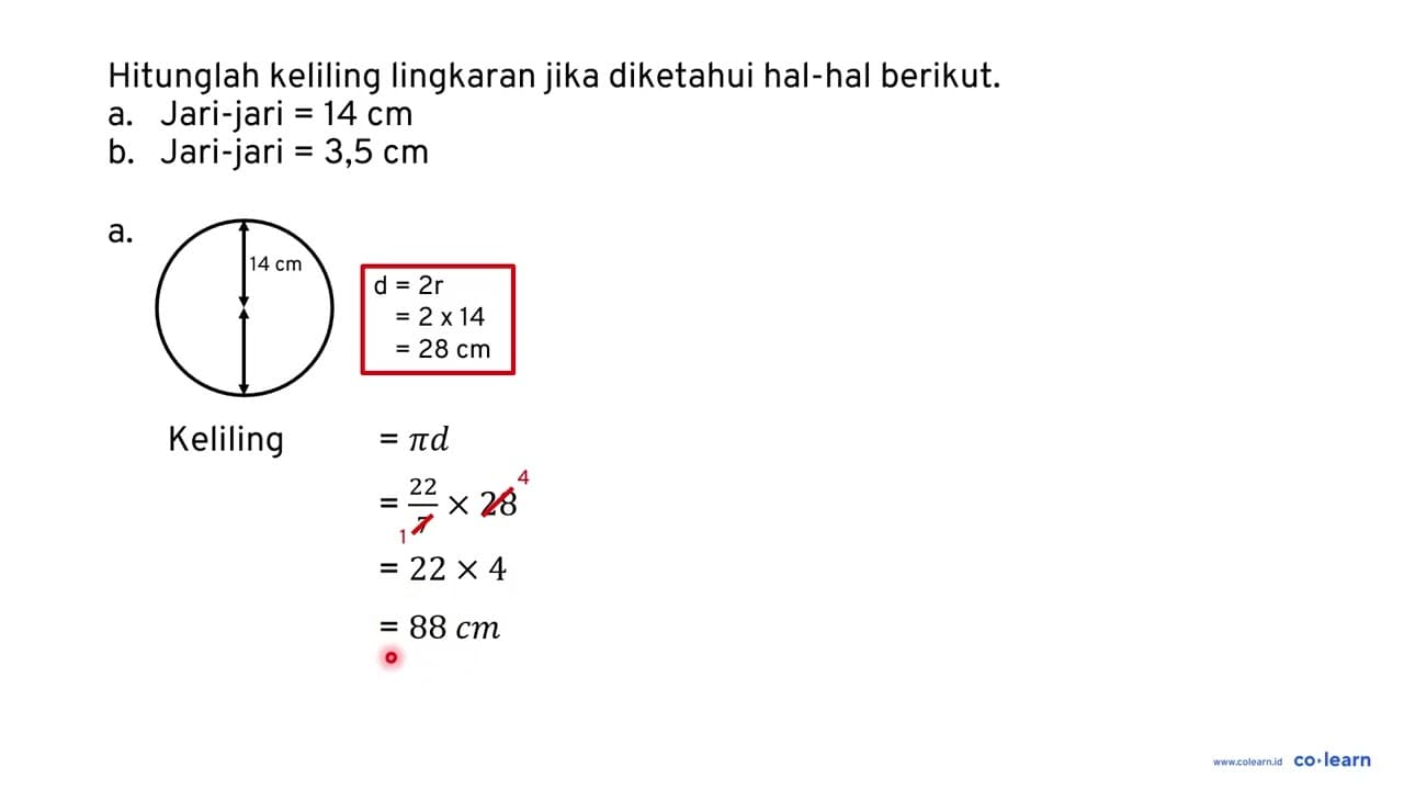 Hitunglah keliling lingkaran jika diketahui hal-hal