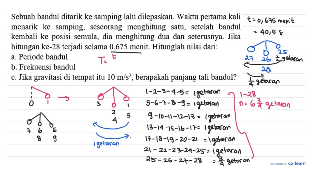 Sebuah bandul ditarik ke samping lalu dilepaskan. Waktu