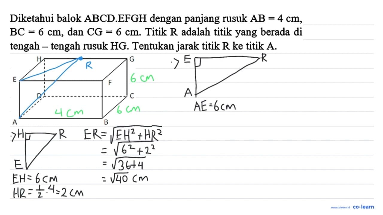 Diketahui balok A B C D . E F G H dengan panjang rusuk A