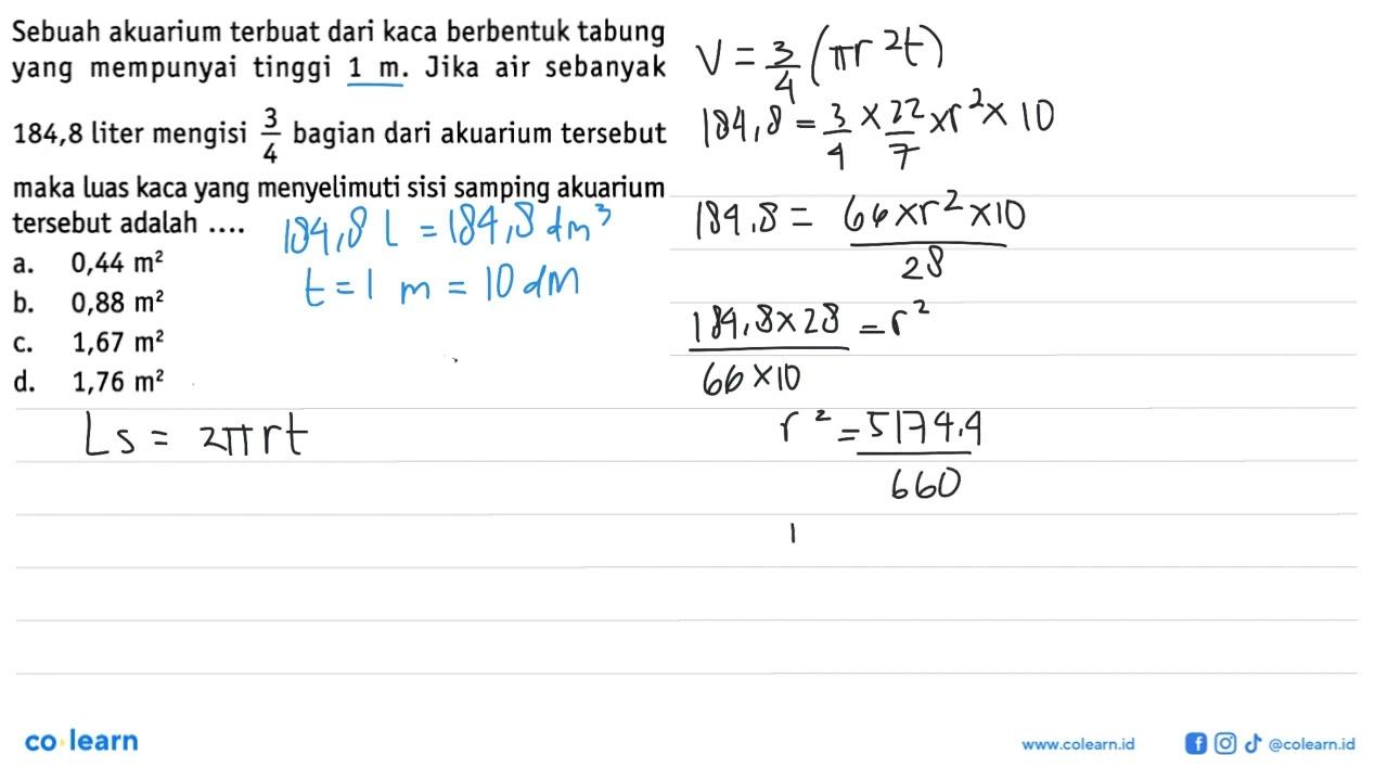 Sebuah akuarium terbuat dari kaca berbentuk tabung yang