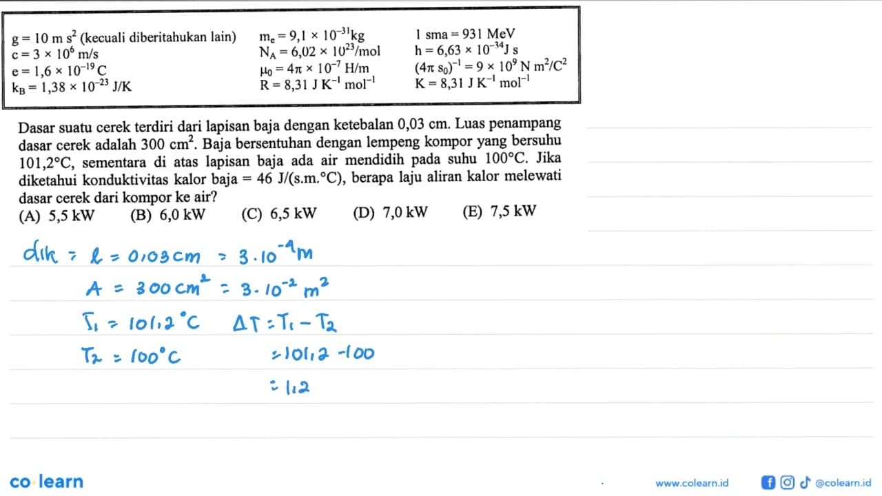 g= 10 m s^2? (kecuali diberitahukan lain) c= 3x10^6 m/s