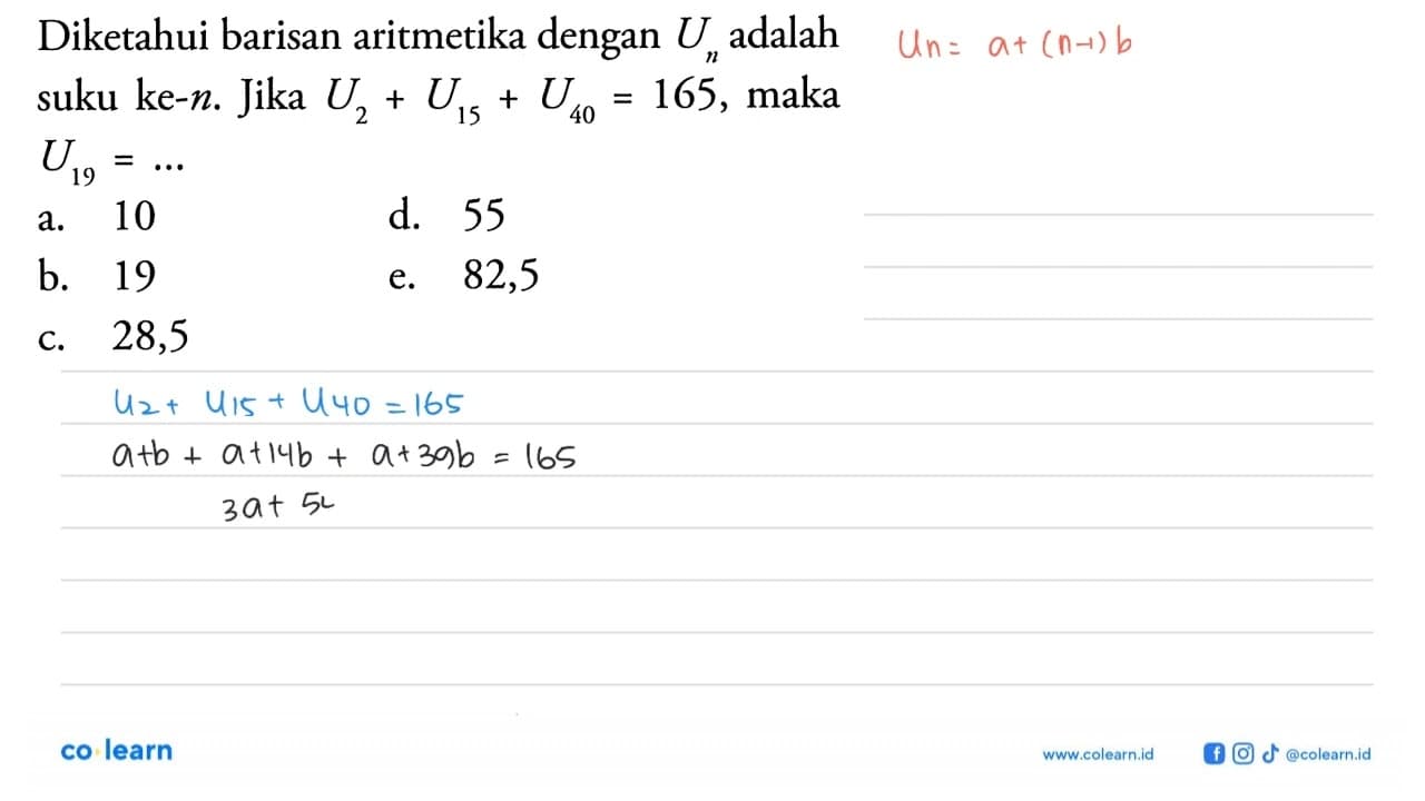 Diketahui barisan aritmetika dengan Un adalah 12 suku ke-n.