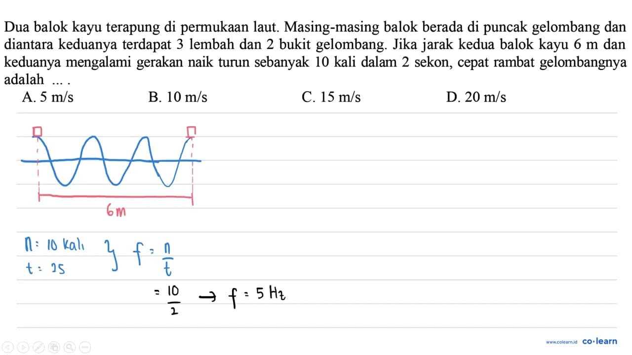 Dua balok kayu terapung di permukaan laut. Masing-masing