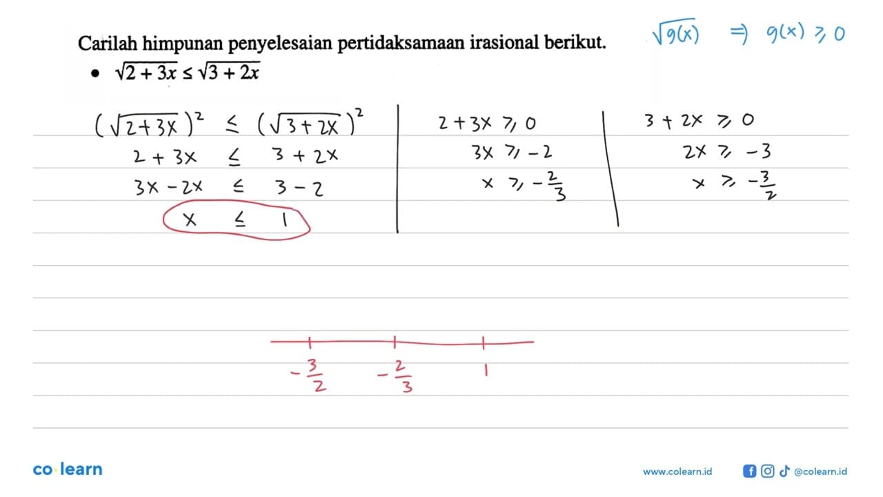 Carilah himpunan penyelesaian pertidaksamaan irasional