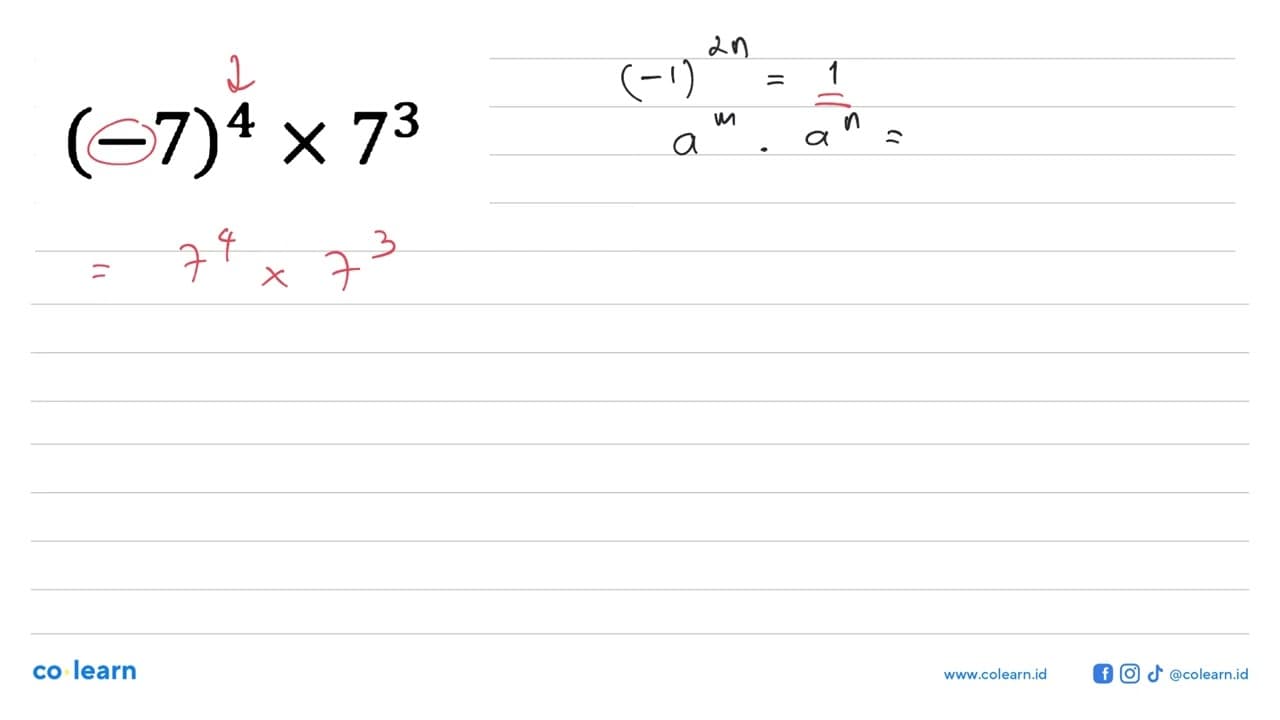 (-7)^4 x 7^3