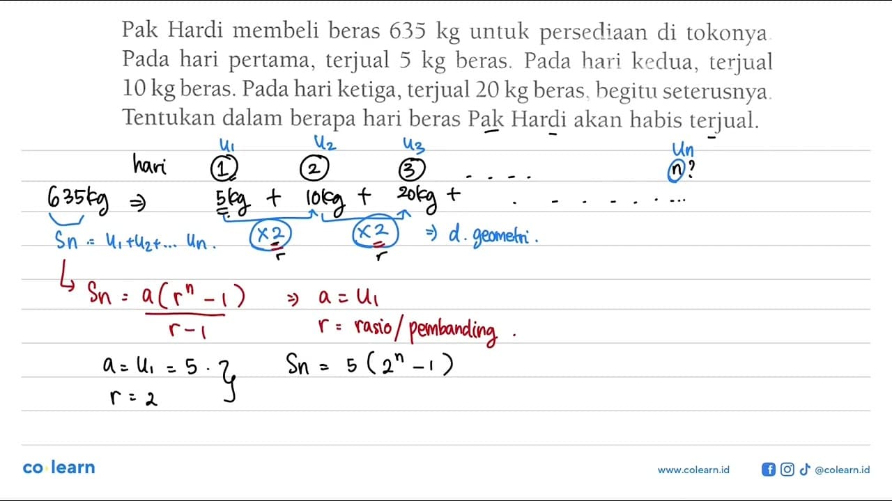 Pak Hardi membeli beras 635 kg untuk persediaan di tokonya.