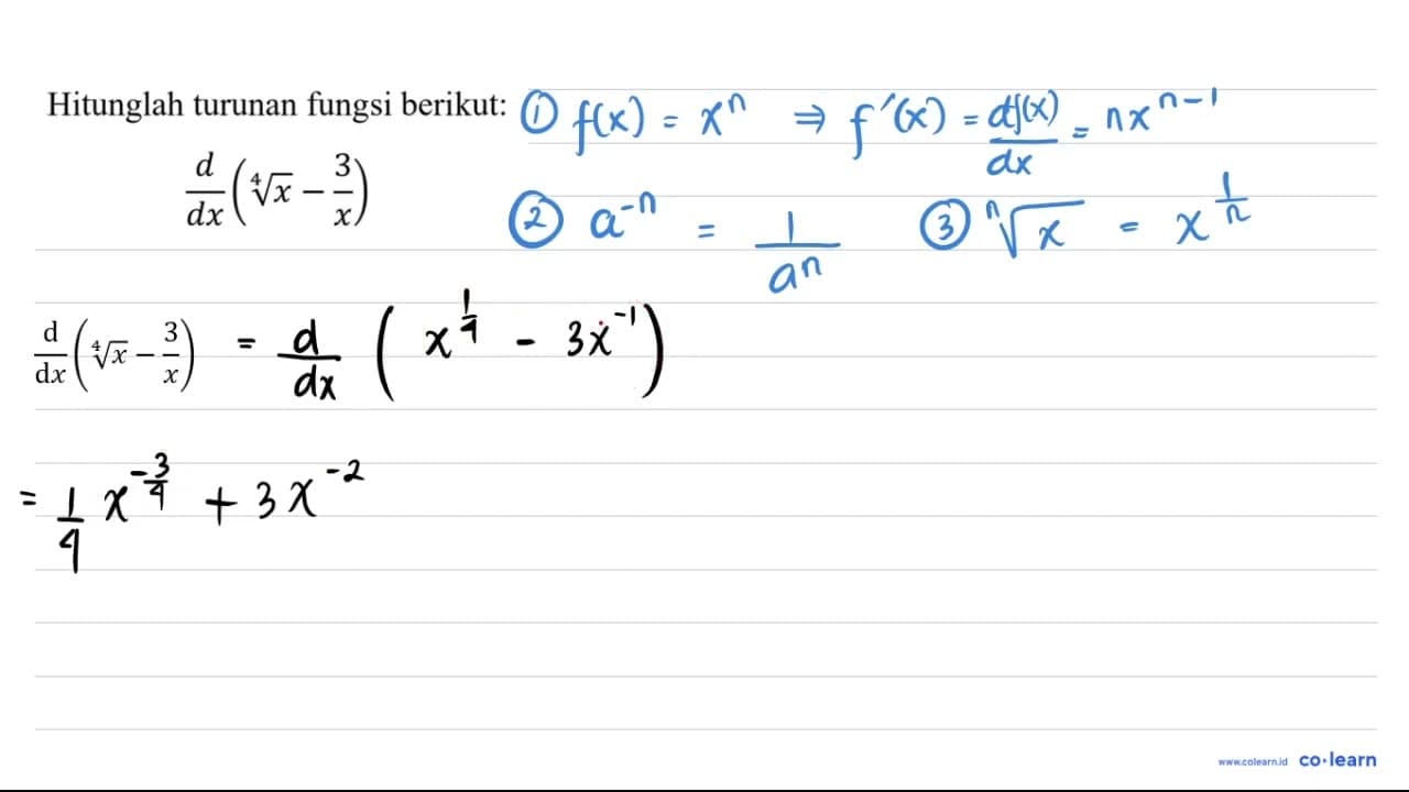 Hitunglah turunan fungsi berikut: (d)/(d