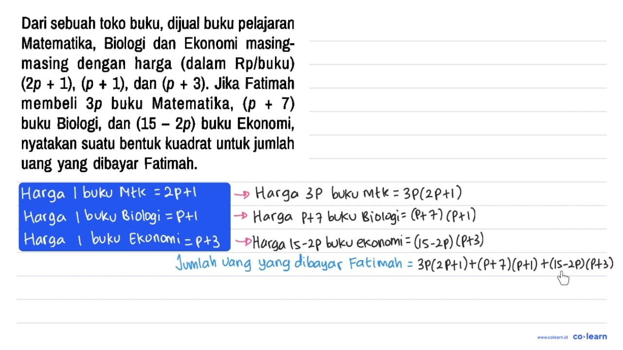 Dari sebuah toko buku, dijual buku pelajaran Matematika,