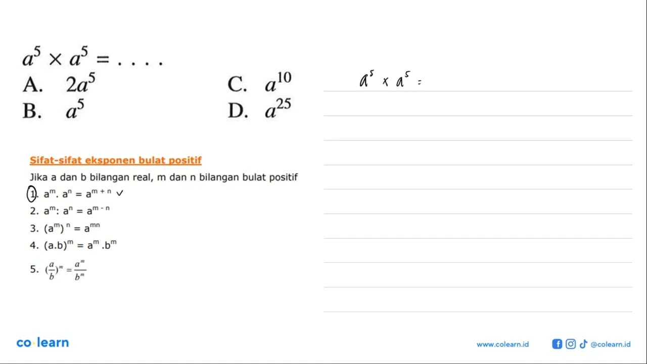 a^5 x a^5 = ....