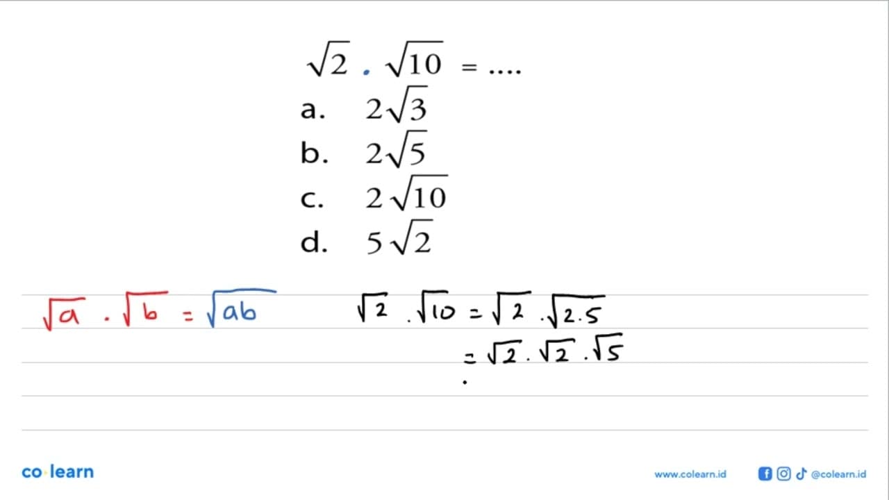 akar(2) . akar(10) = ....