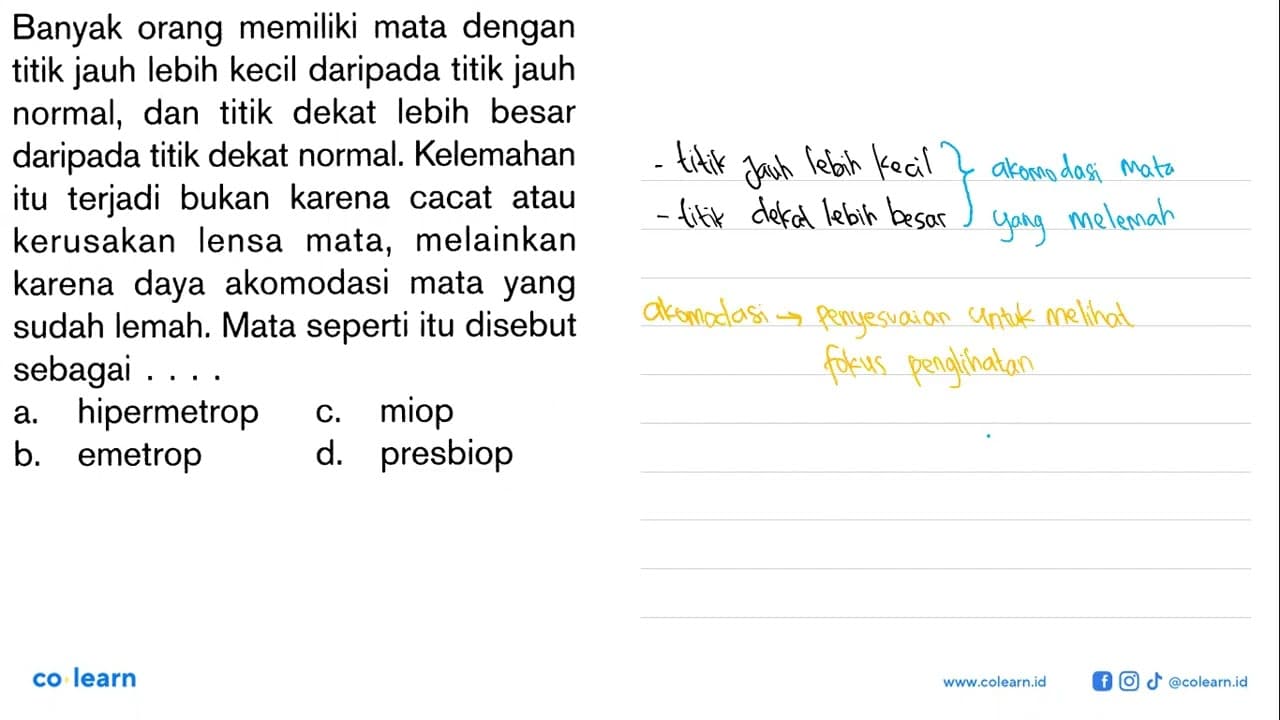 Banyak orang memiliki mata dengan titik jauh lebih kecil