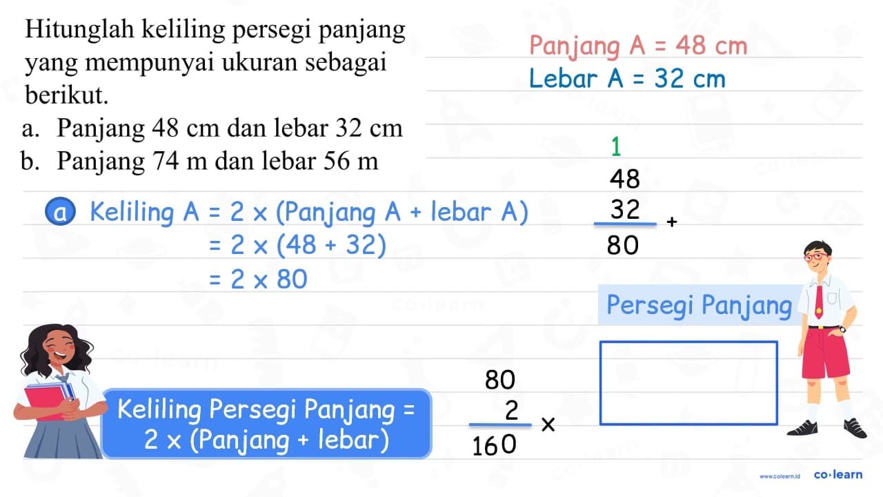 Hitunglah keliling persegi panjang yang mempunyai ukuran