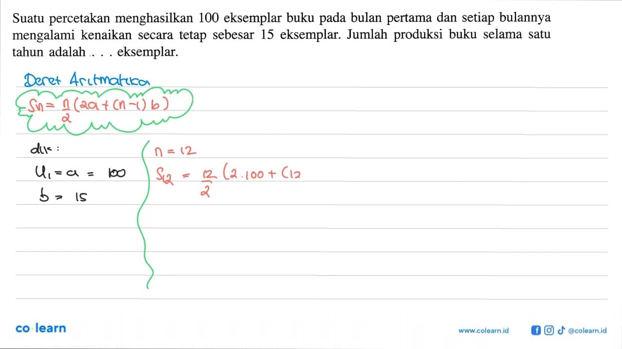 Suatu percetakan menghasilkan 100 eksemplar buku pada bulan