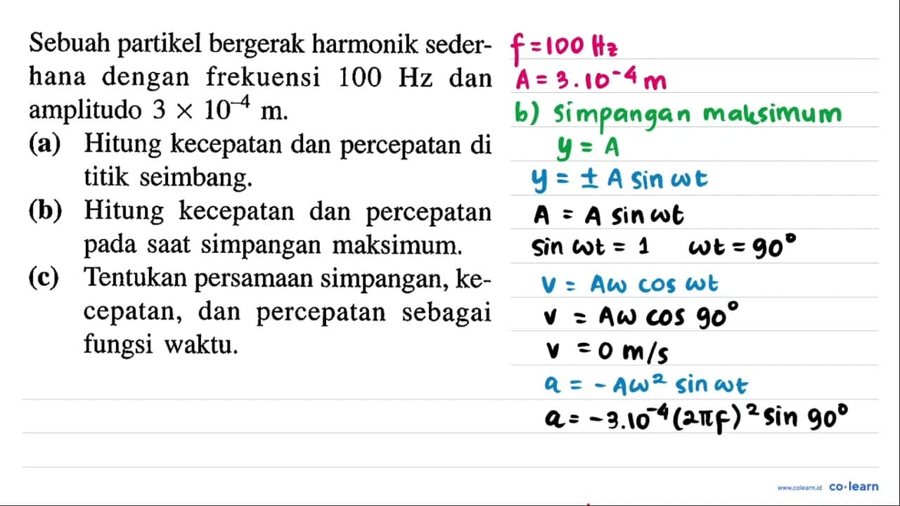 Sebuah partikel bergerak harmonik sederhana dengan