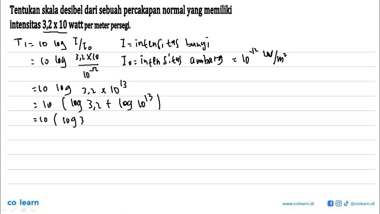 Tentukan skala desibel dari sebuah percakapan normal yang