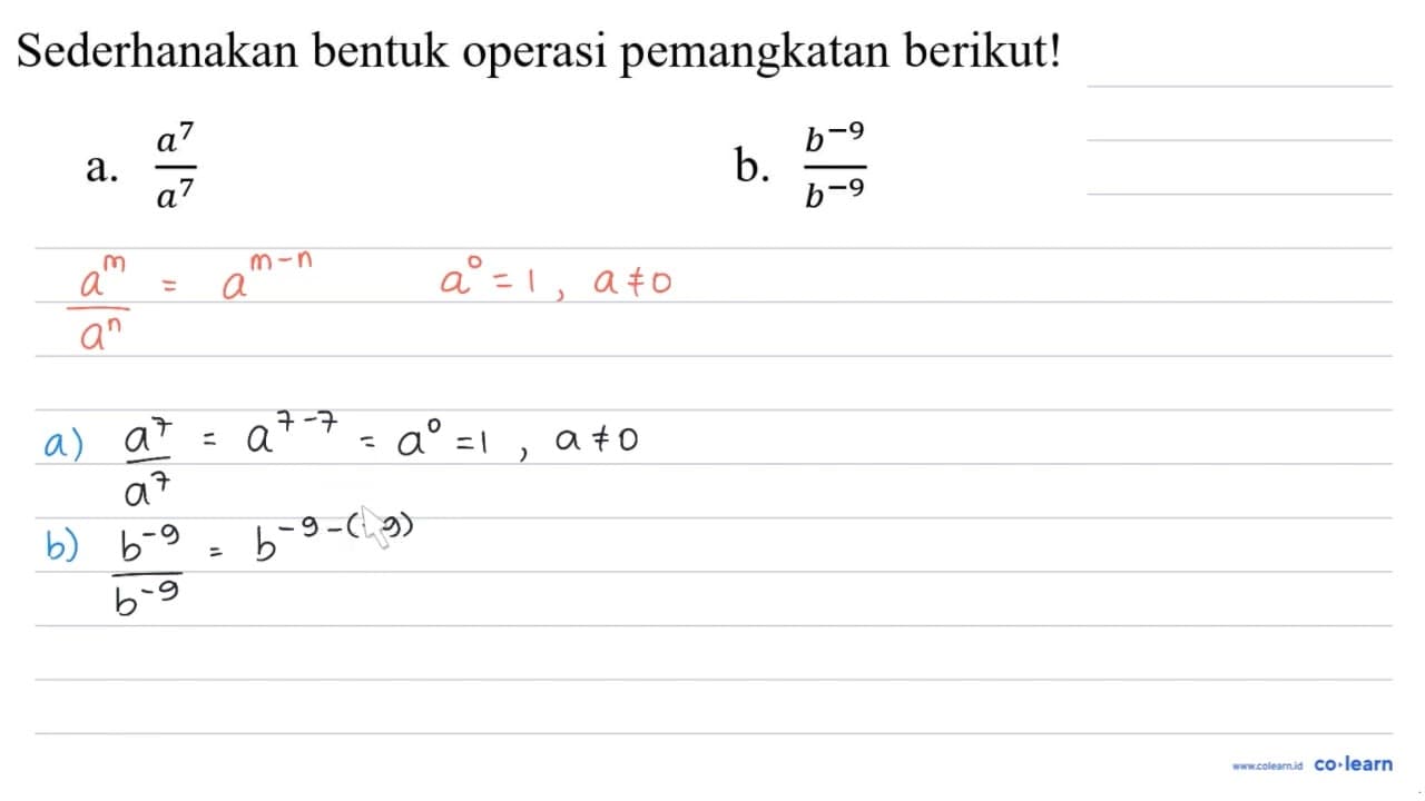 Sederhanakan bentuk operasi pemangkatan berikut! a.