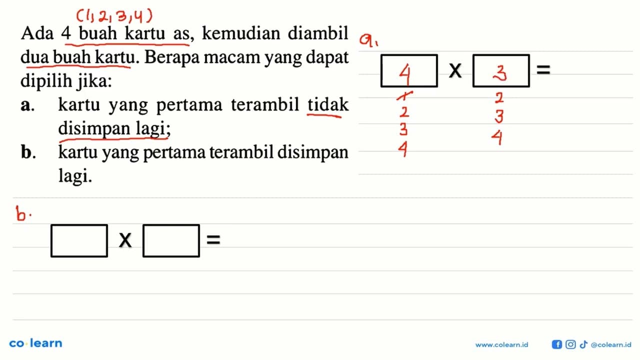 Ada 4 buah kartu as, kemudian diambil dua buah kartu.