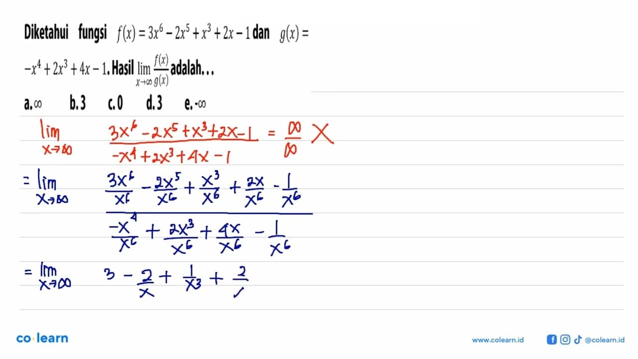 Diketahui fungsi f(x)=3x^6-2x^5+x^3+2x-1 dan