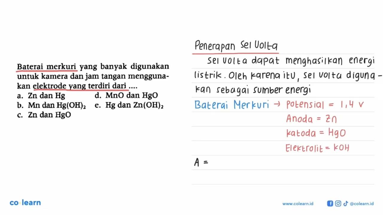 Baterai merkuri yang banyak digunakan untuk kamera dan jam