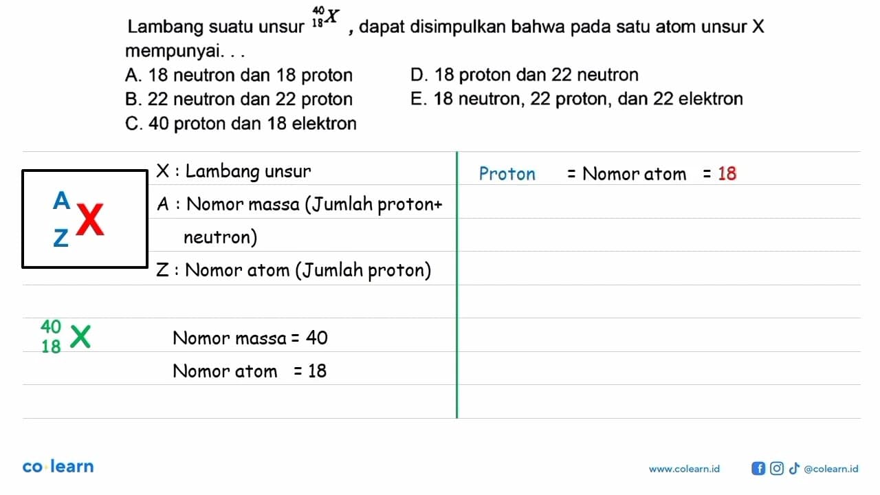 Lambang suatu unsur X 40 11 dapat disimpulkan bahwa pada