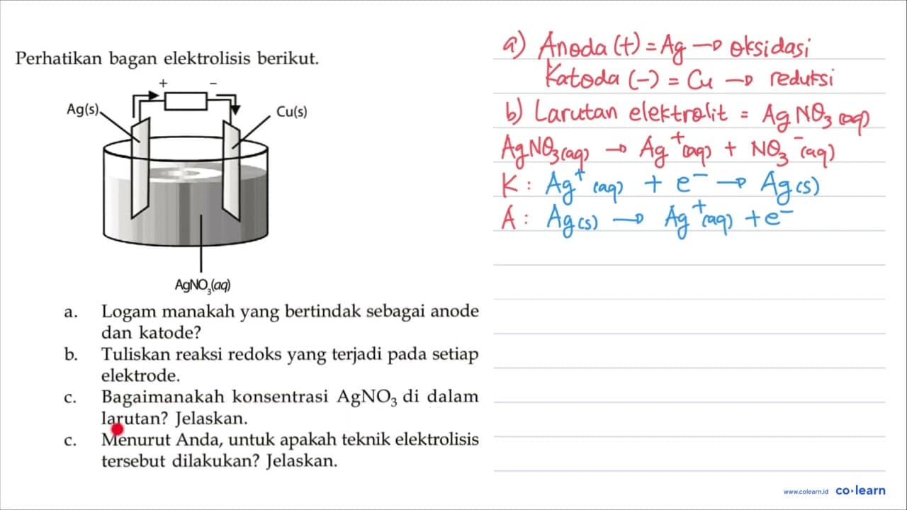 Perhatikan bagan elektrolisis berikut. a. Logam manakah