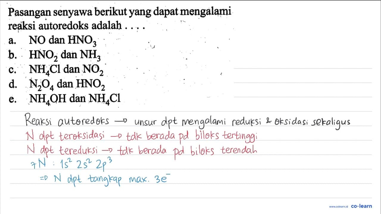 Pasangan senyawa berikut yang dapat mengalami reaksi