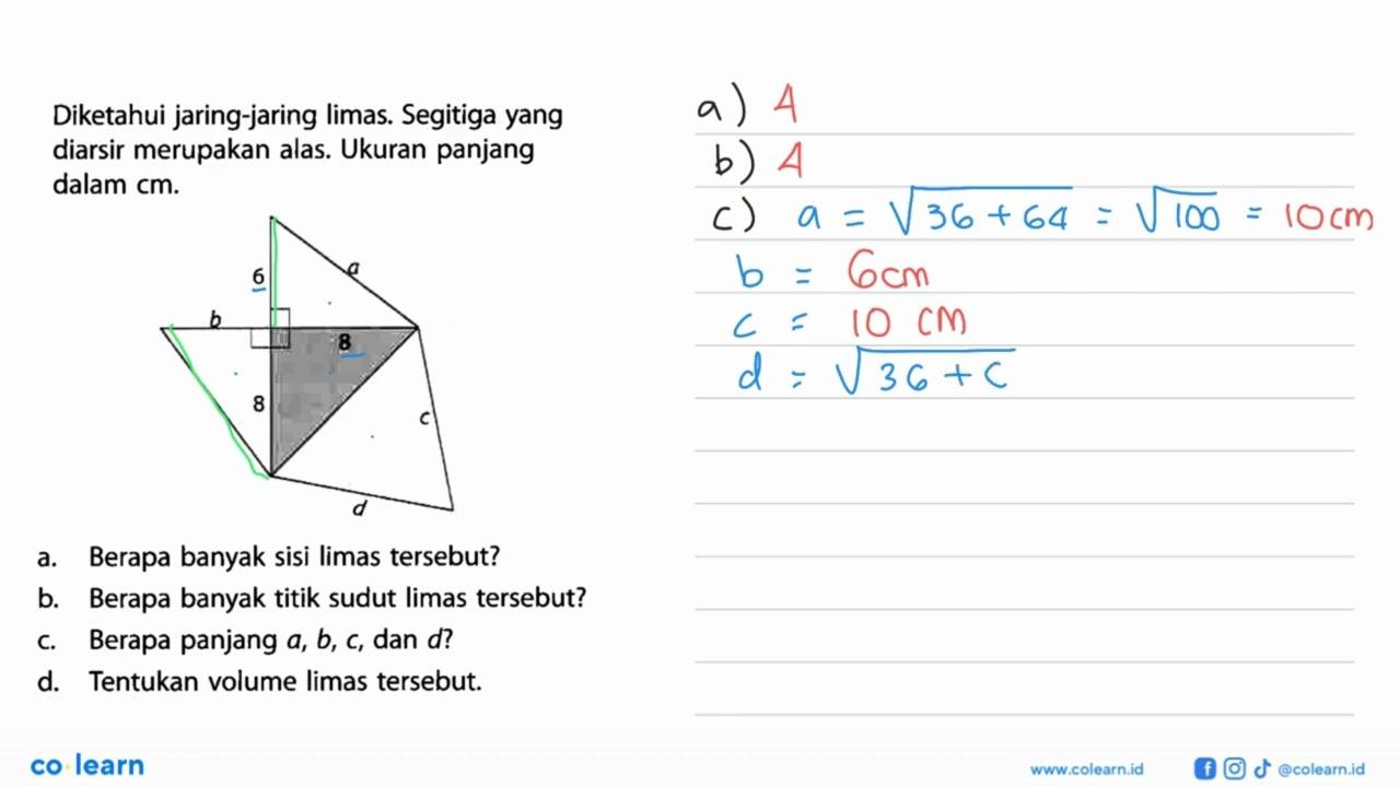 Diketahui jaring-jaring limas. Segitiga yang diarsir